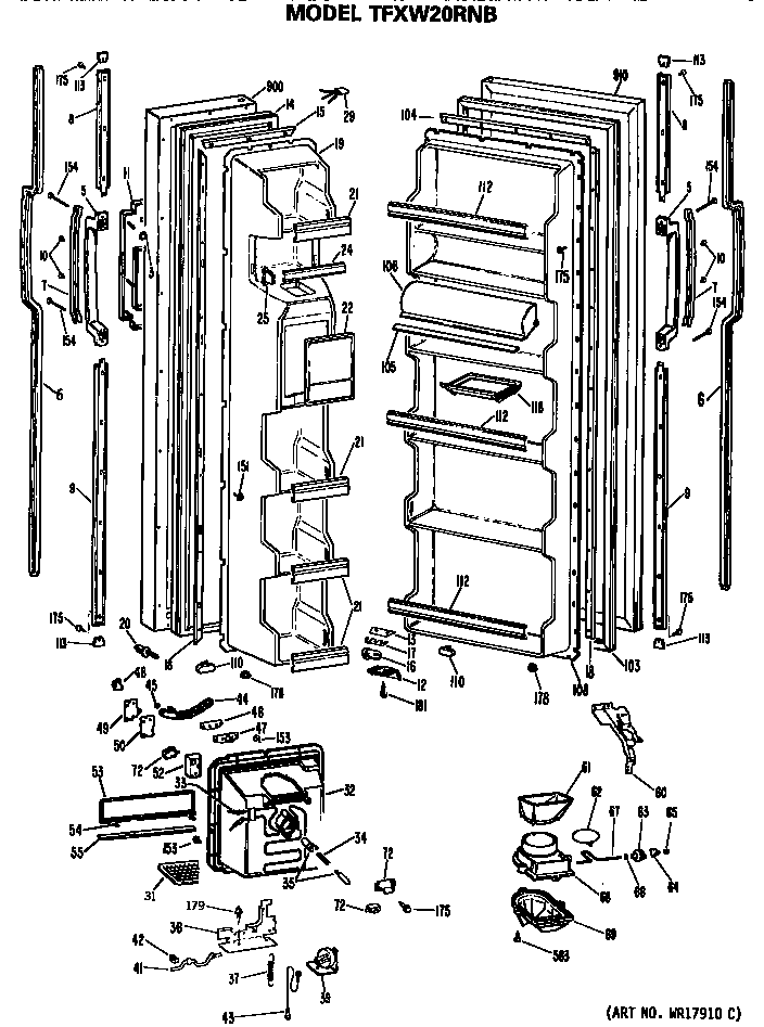 GE TFXW20RNB doors diagram