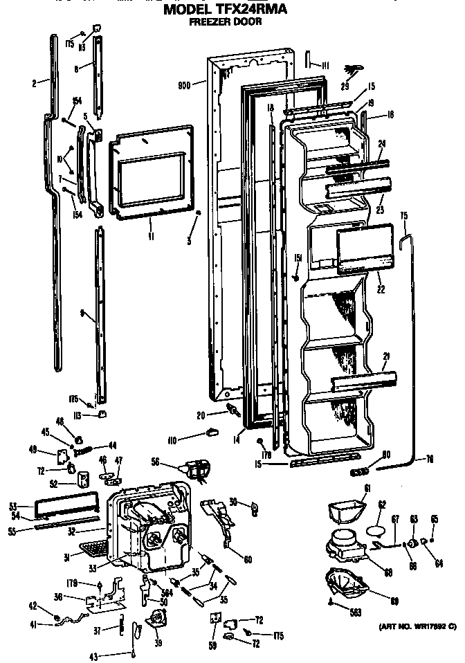 GE TFX24RMA freezer door diagram