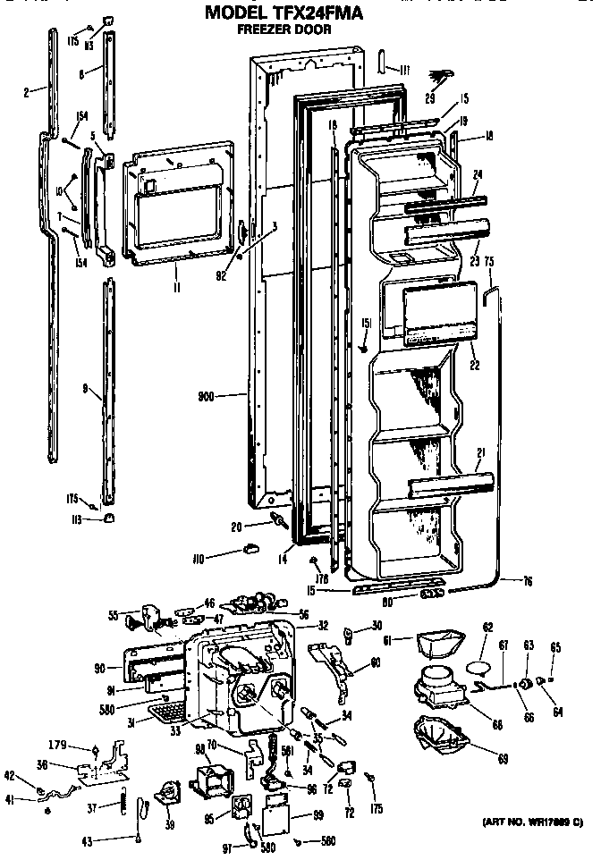 GE TFX24FMA freezer door diagram