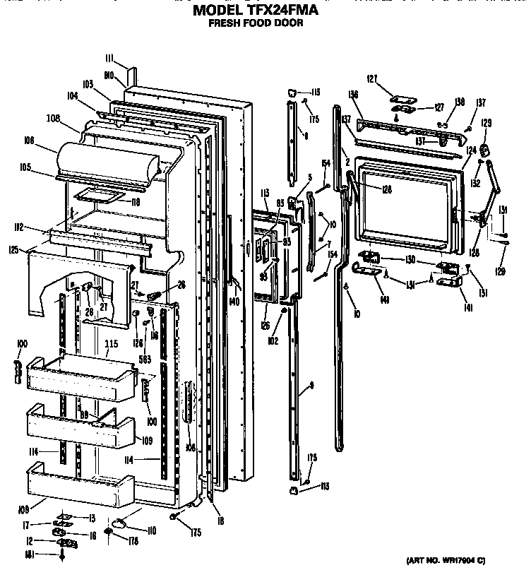 GE TFX24FMA fresh food door diagram