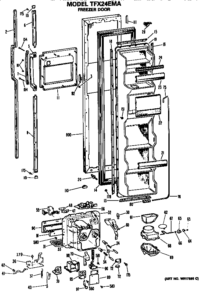GE TFX24EMA freezer door diagram