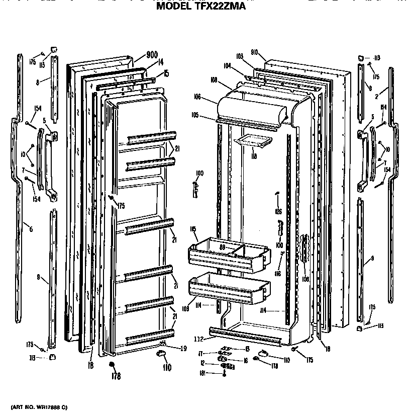 GE TFX22ZMA doors diagram