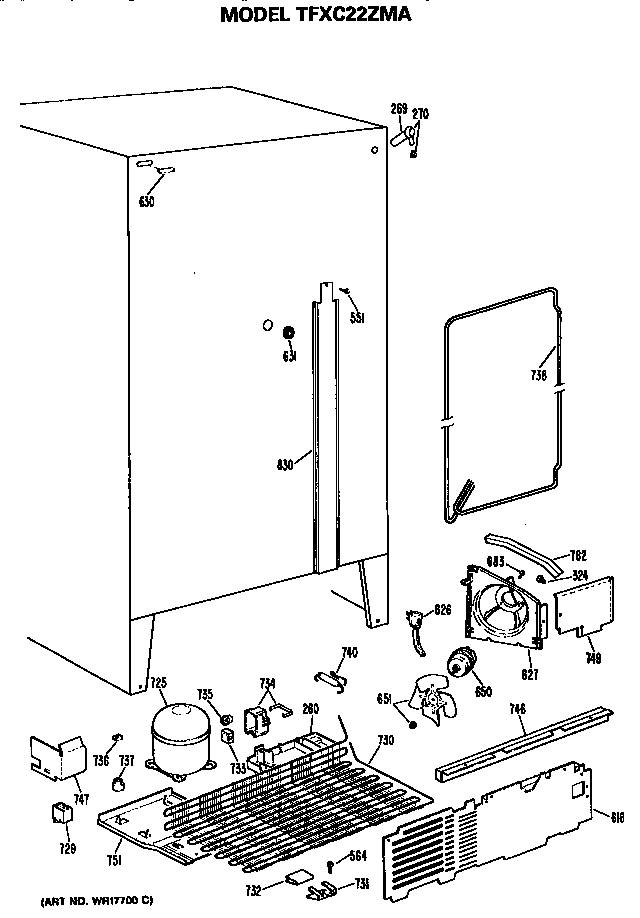GE TFXC22ZMA unit diagram