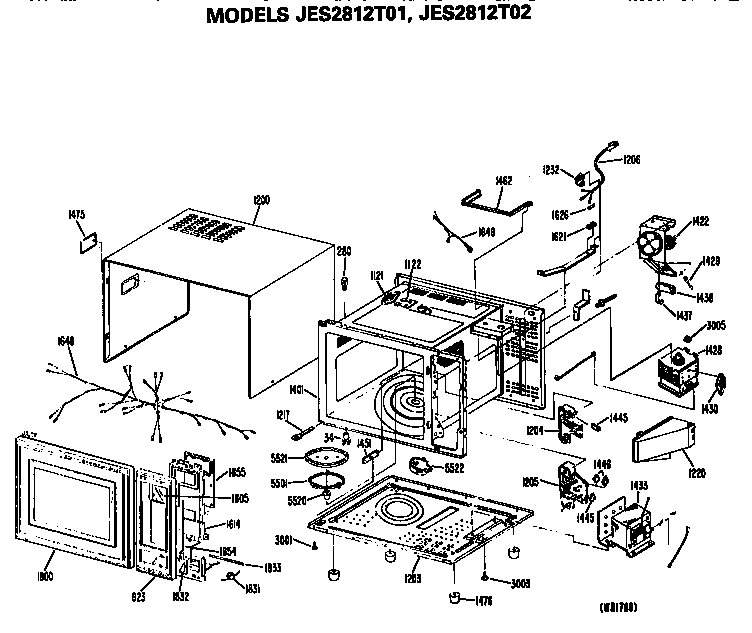 GE JES2812T02 microwave parts diagram