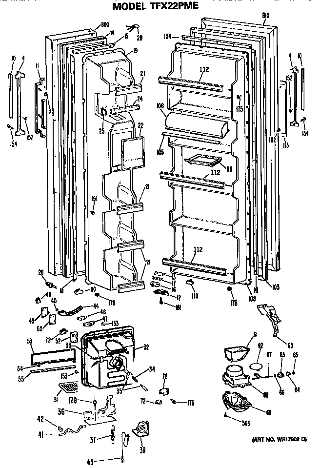 GE TFX22PME doors diagram