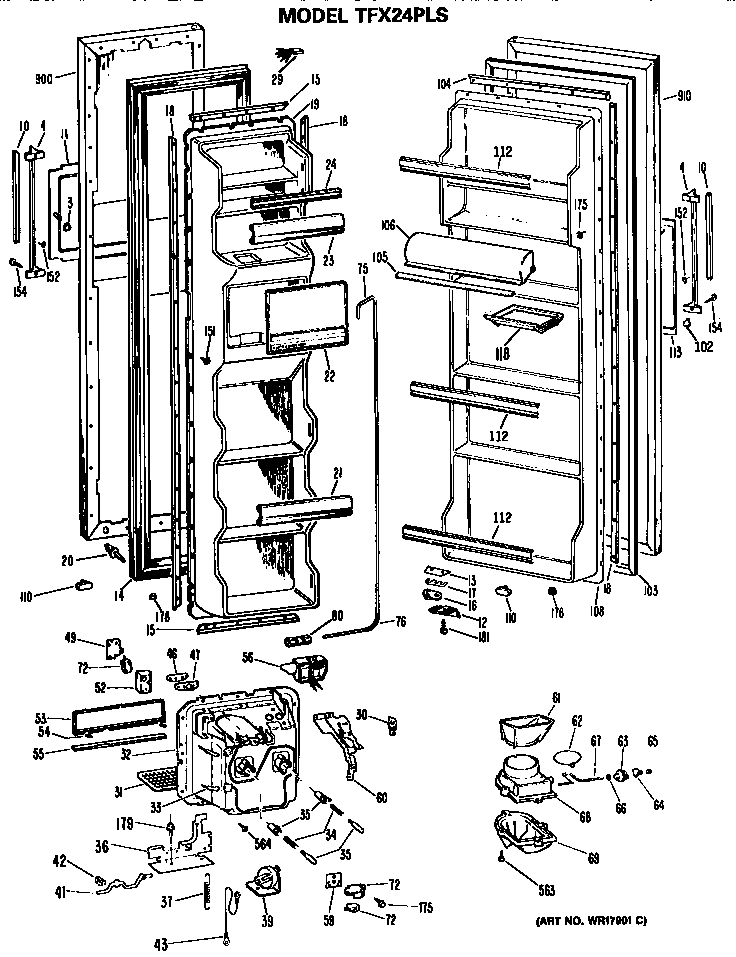 GE TFX24PLS doors diagram
