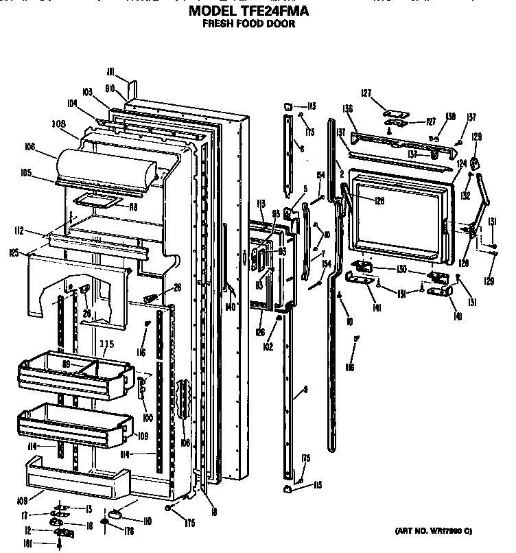 GE TFE24FMA fresh food door diagram