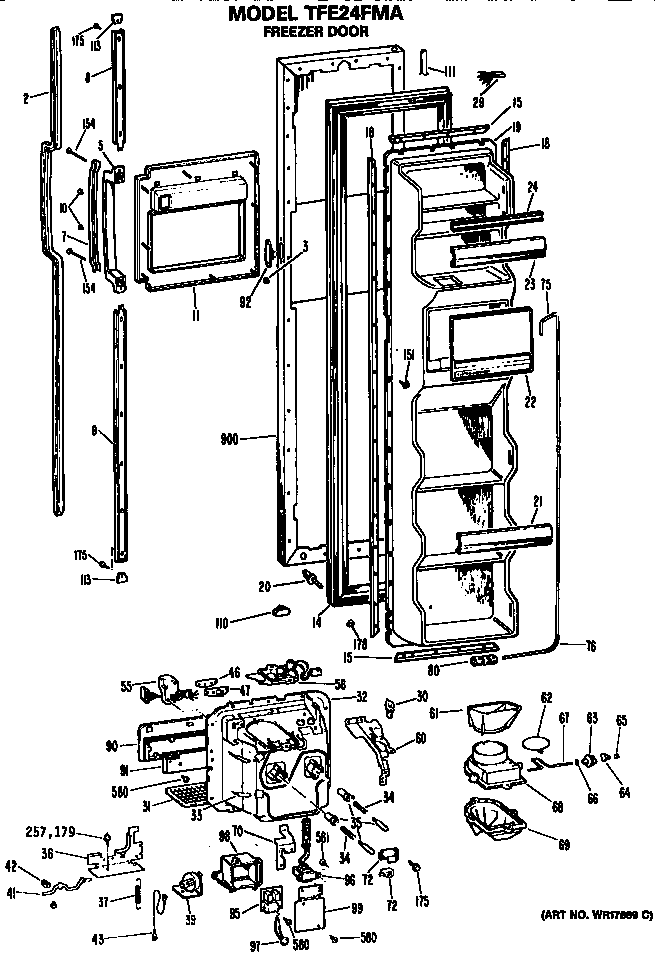 GE TFE24FMA freezer door diagram