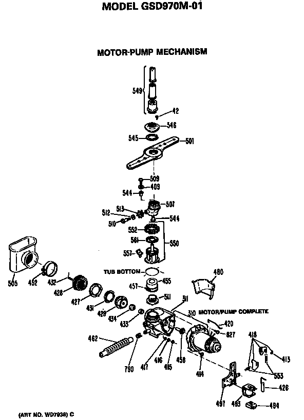 GE GSD970M-01 motor/pump diagram