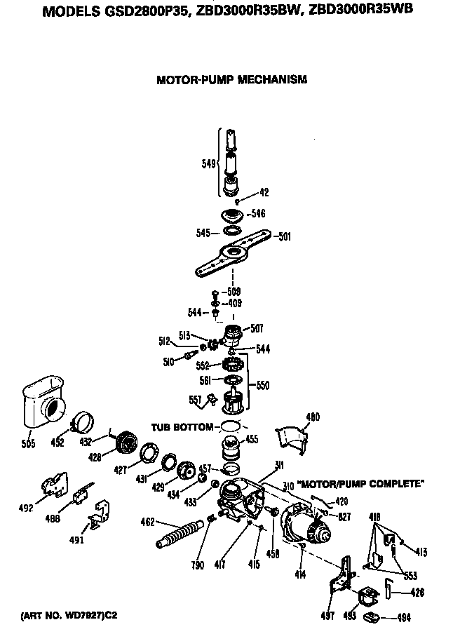 GE GSD2800P35 motor/pump diagram