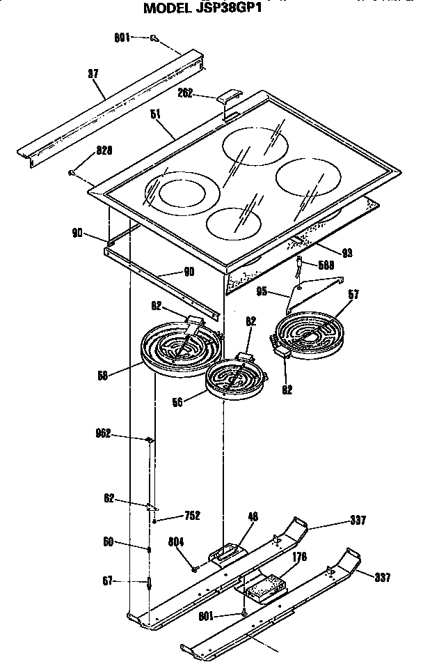 GE JSP38GP1 top diagram