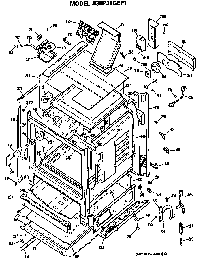 GE JGBP30GEP1 cabinet parts diagram