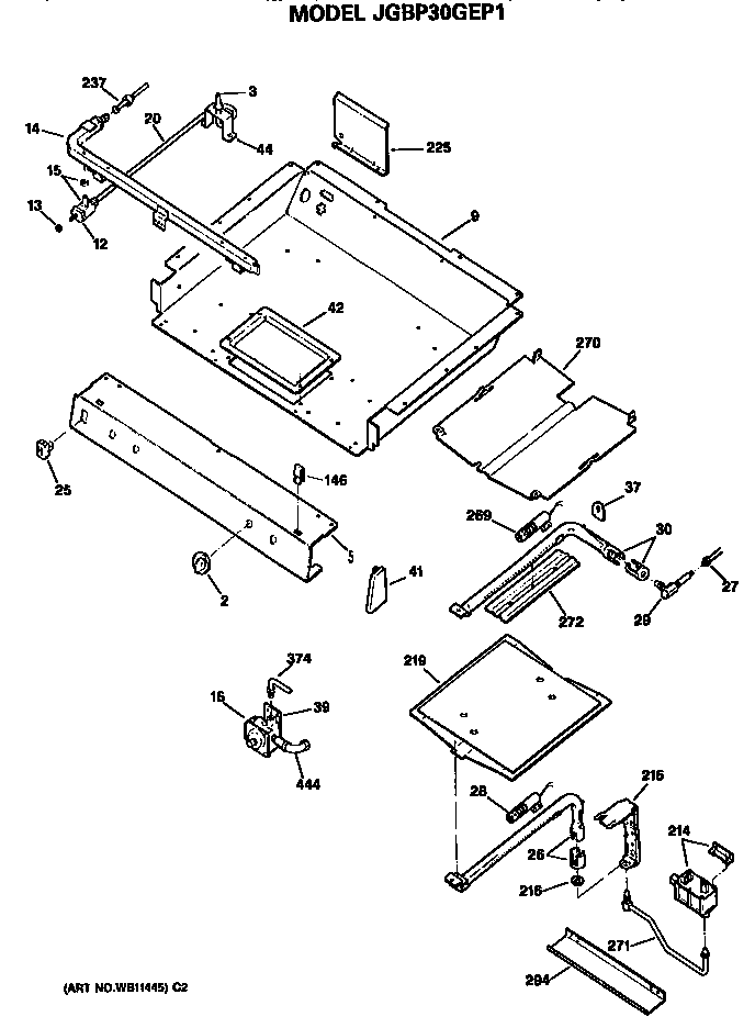GE JGBP30GEP1 burner assembly diagram