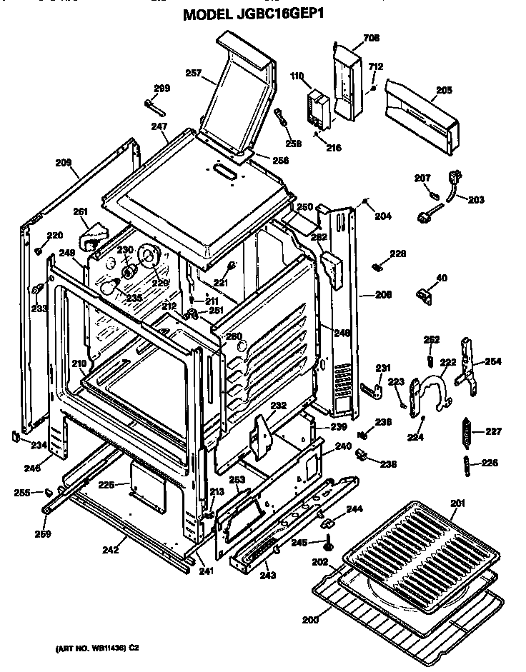 GE JGBC16GEP1 main body diagram