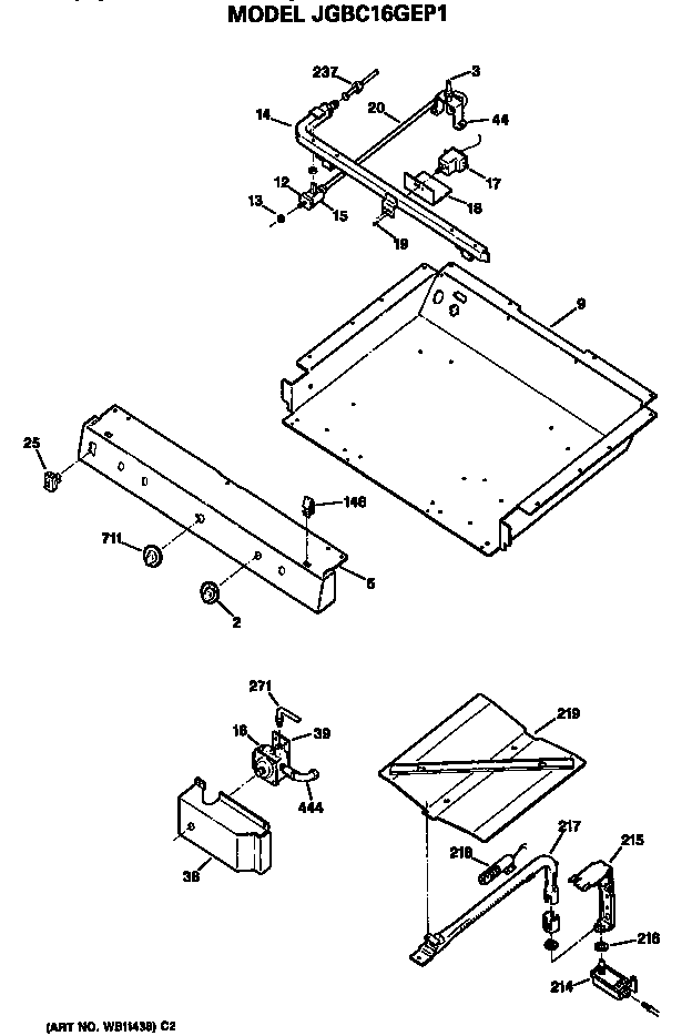 GE JGBC16GEP1 burner assembly diagram