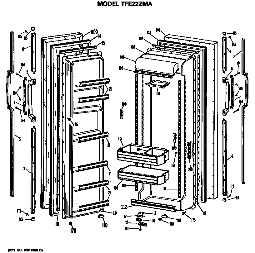 GE TFE22ZMA doors diagram