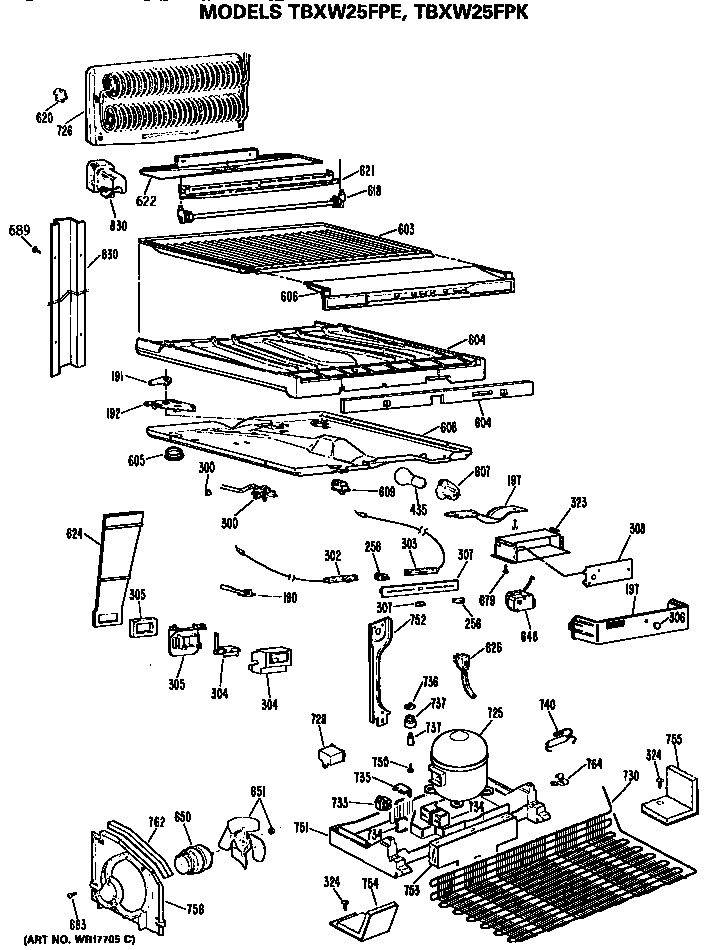 GE TBXW25FPKLWH unit diagram