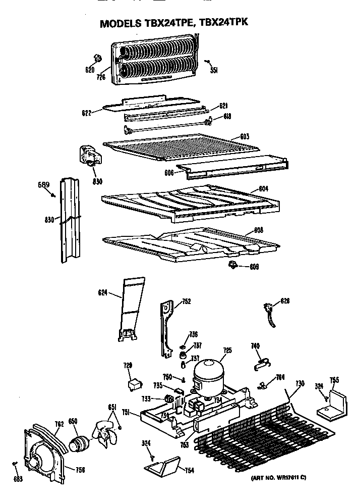 GE TBX24TPKRWH unit diagram
