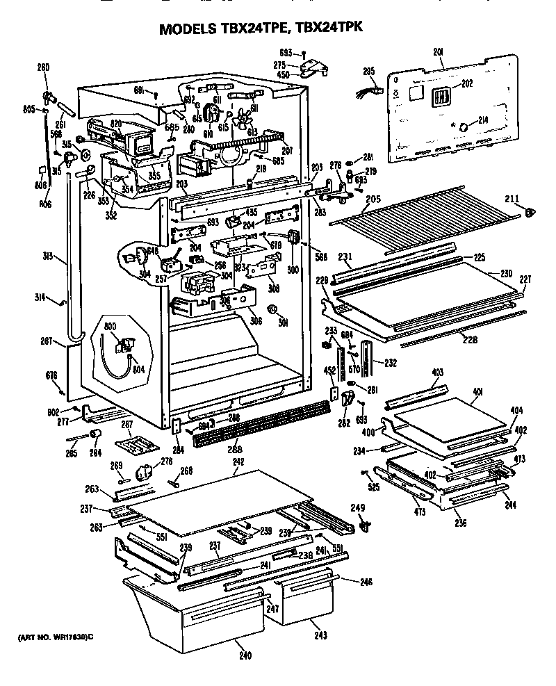 GE TBX24TPKRWH cabinet diagram
