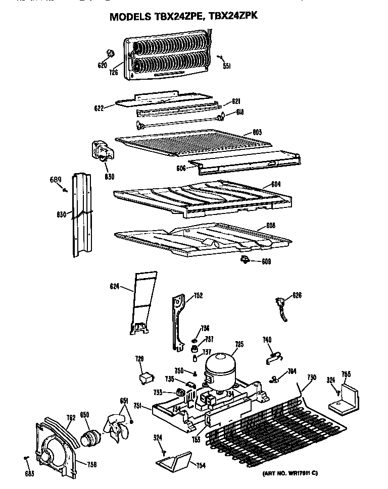 GE TBX24ZPERAD unit diagram