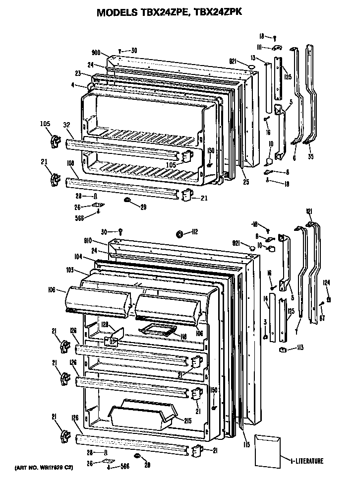 GE TBX24ZPERAD doors diagram
