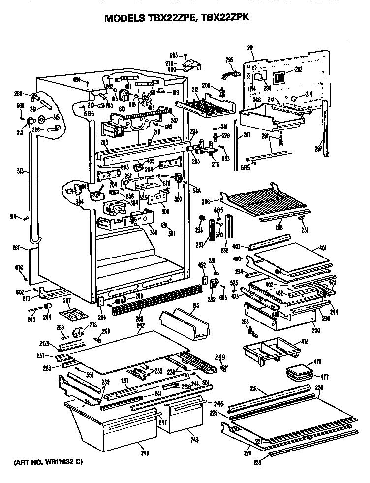 GE TBX22ZPERAD cabinet diagram