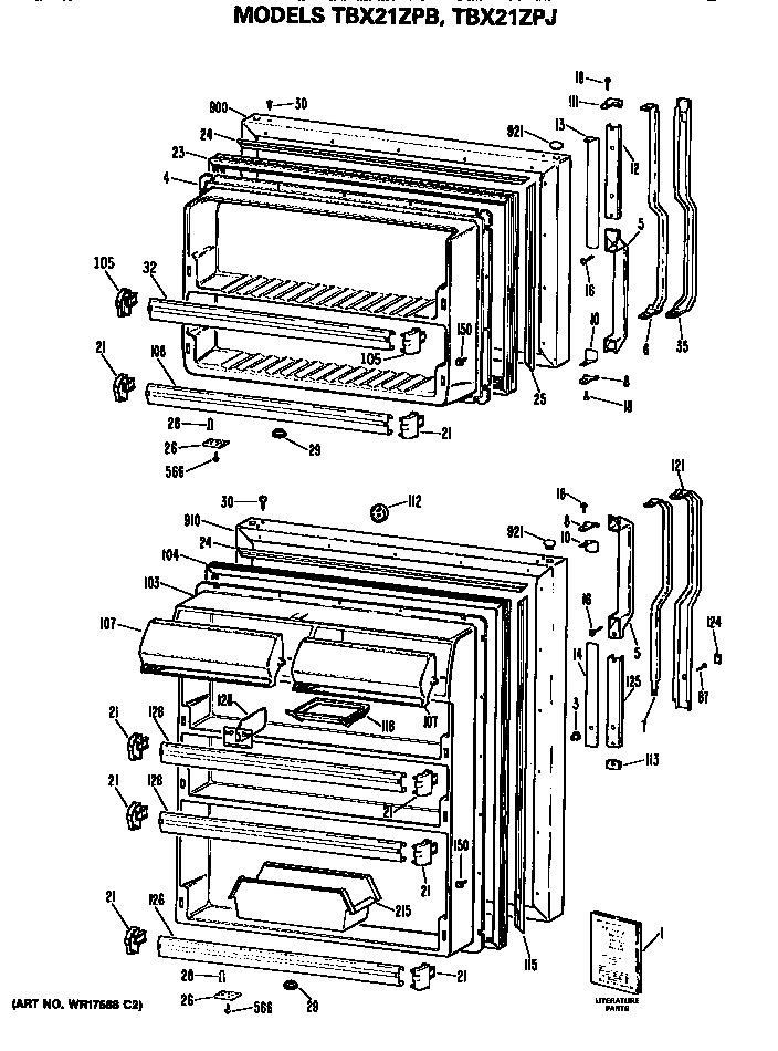 GE TBX21ZPBRAD doors diagram