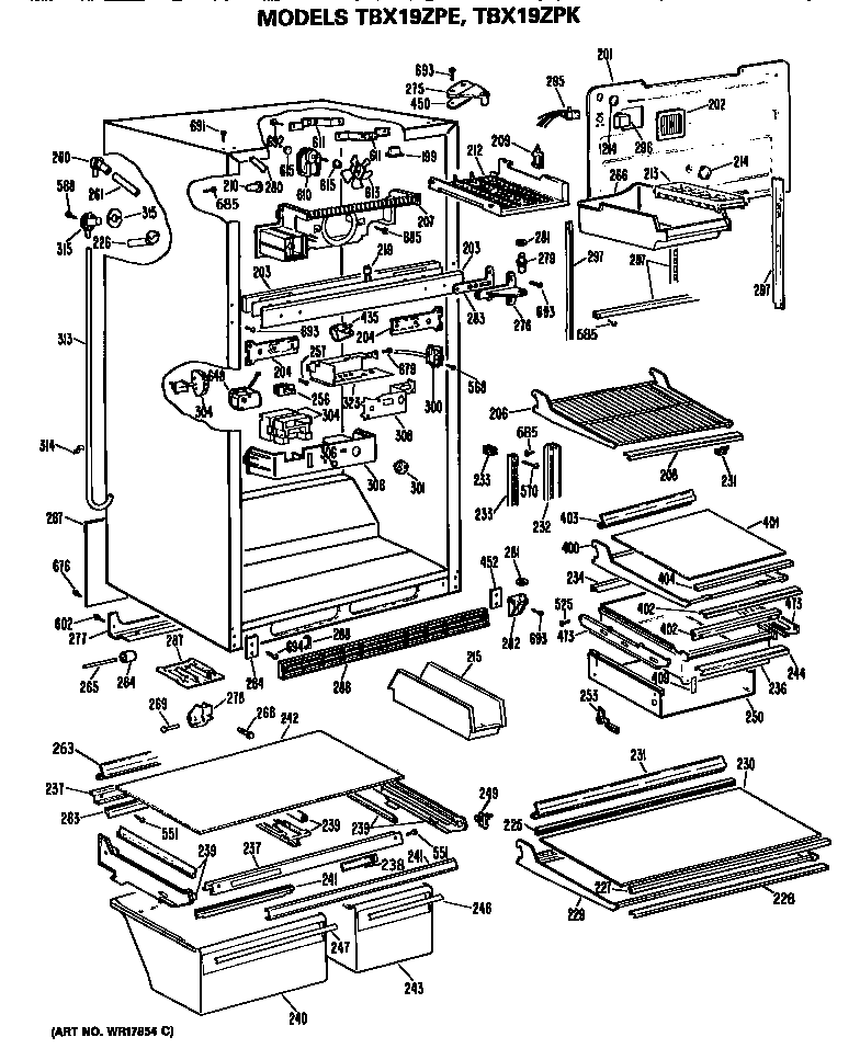 GE TBX19ZPERAD cabinet diagram