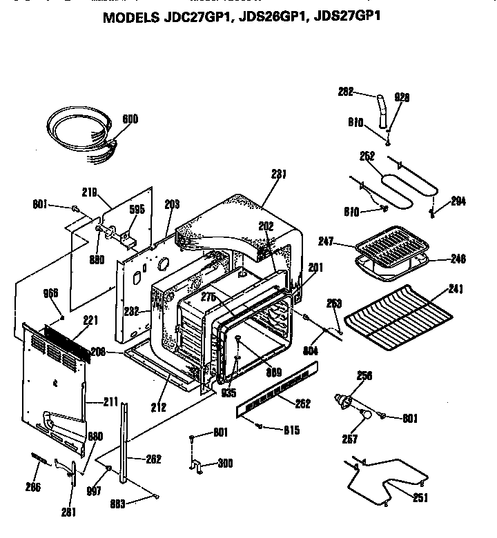 GE JDS26GP1 main body diagram