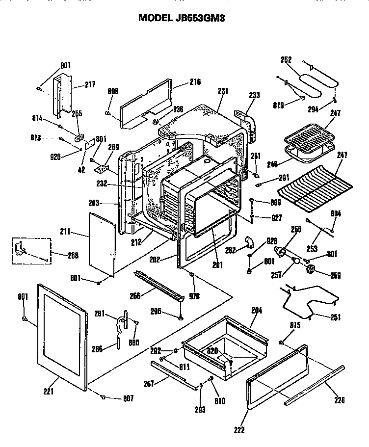 GE JB553GM3 main body diagram