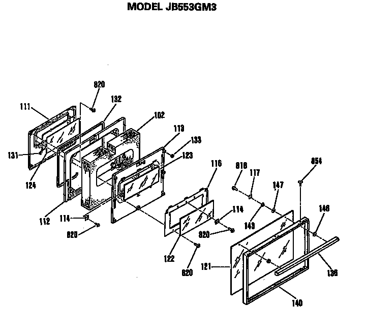 GE JB553GM3 door diagram