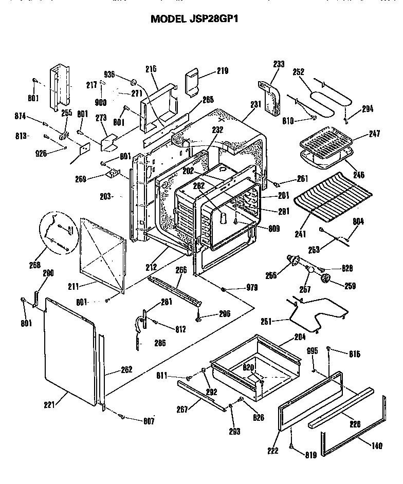 GE JSP28GP1 main body diagram