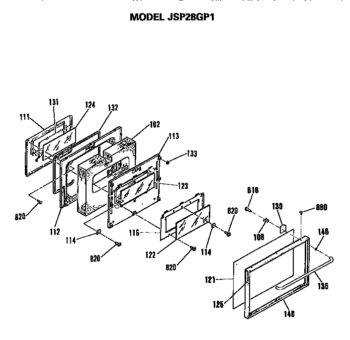 GE JSP28GP1 door diagram
