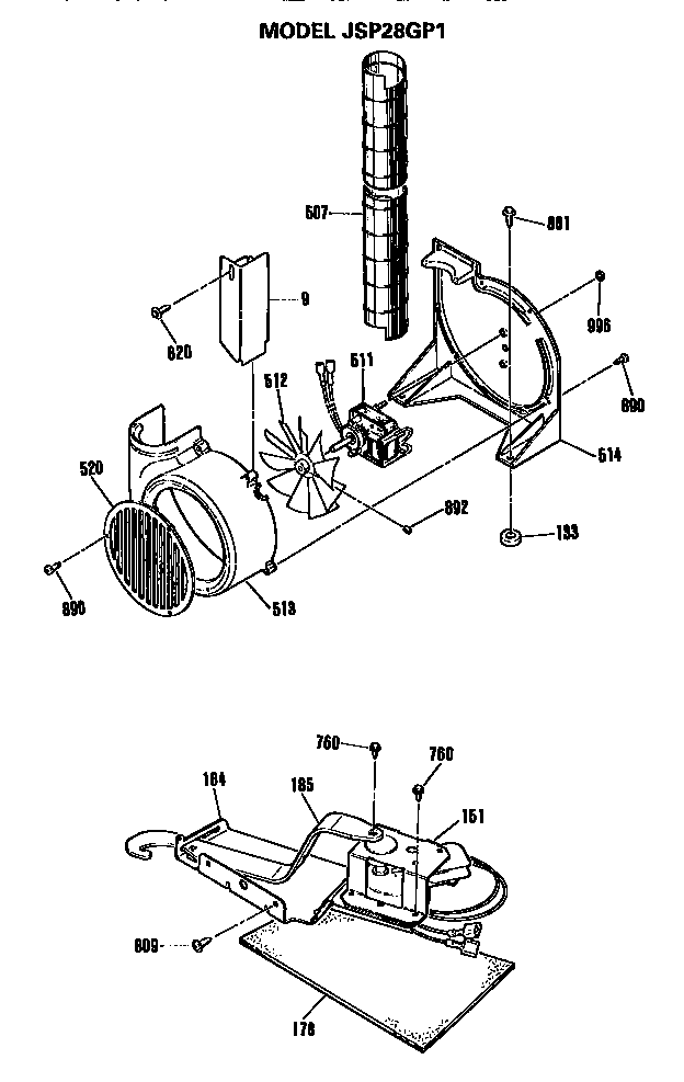 GE JSP28GP1 blower diagram