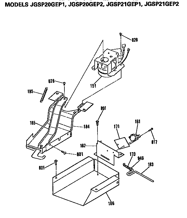 GE JGSP21GEP2 lock box/motor assembly diagram