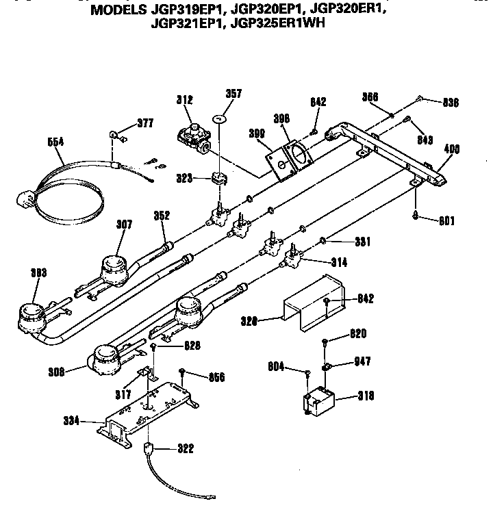 GE JGP319EP1 burner assembly diagram