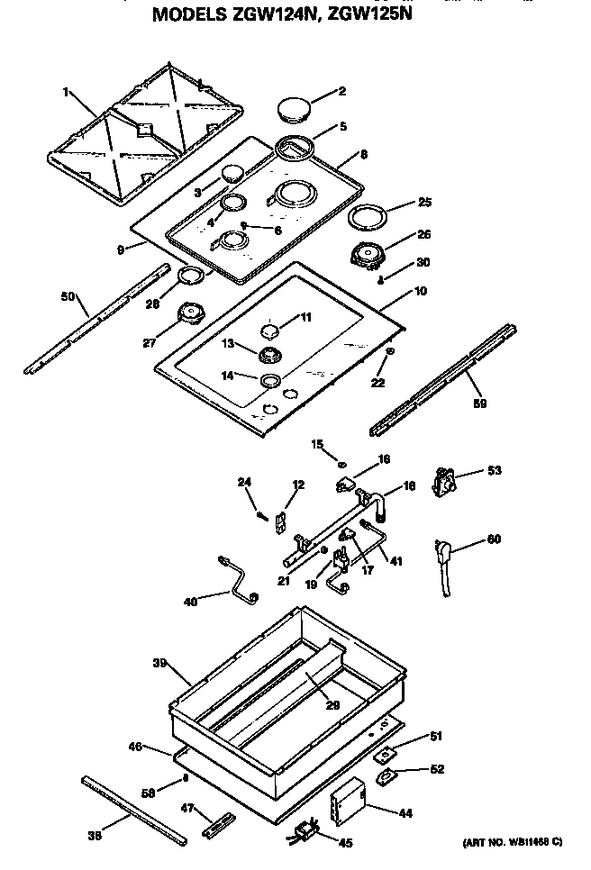 GE ZGW124N cooktop diagram