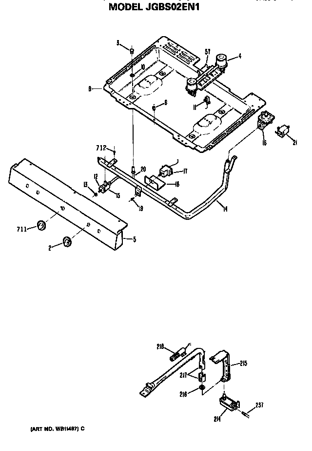 GE JGBS02EN1 burner assembly diagram