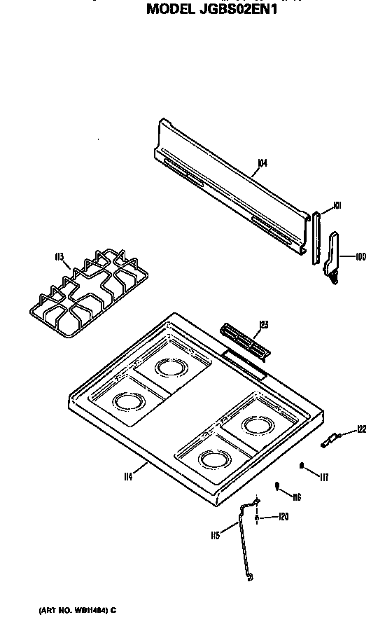 GE JGBS02EN1 cooktop diagram