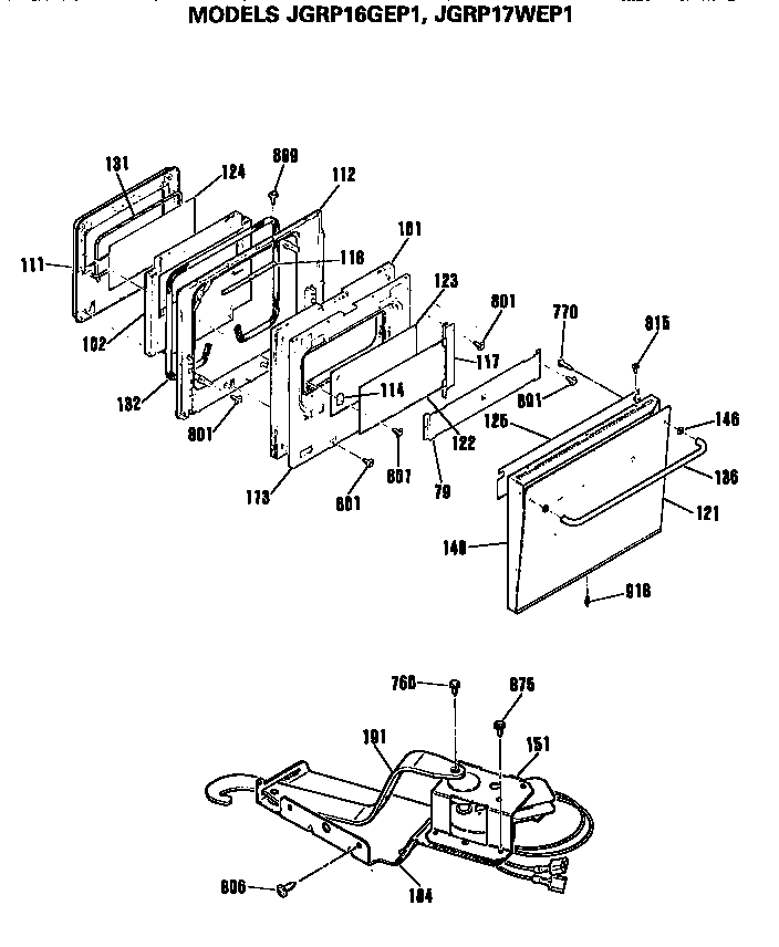 GE JGRP17WEP1WW door diagram
