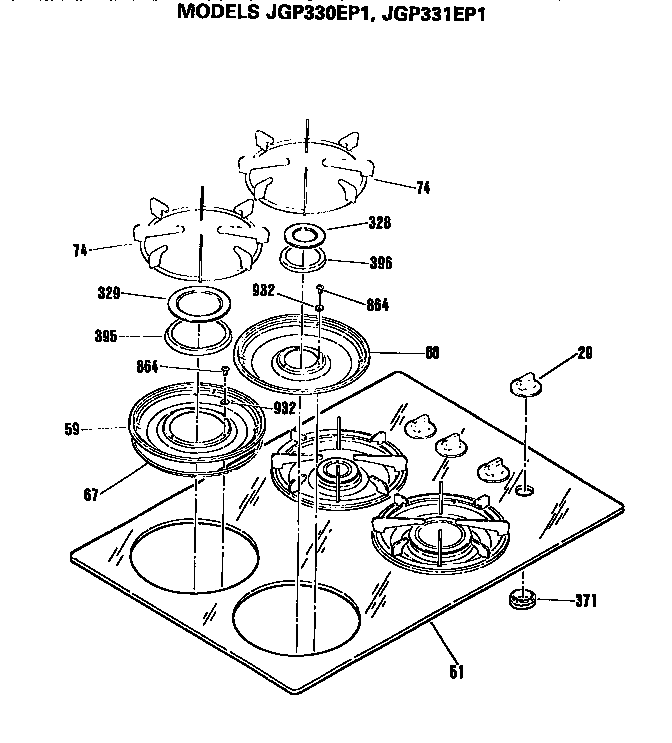 GE JGP331EP1 main top diagram