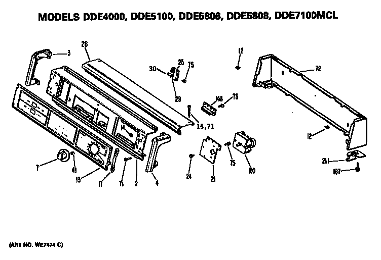 GE DDE5808MCL backsplash diagram