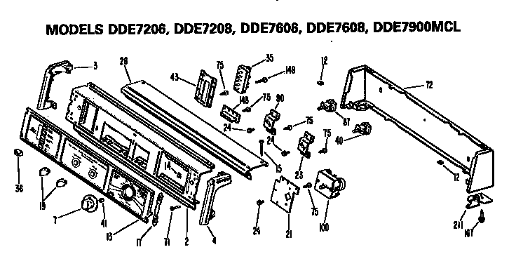 GE DDE7206MCL backsplash diagram