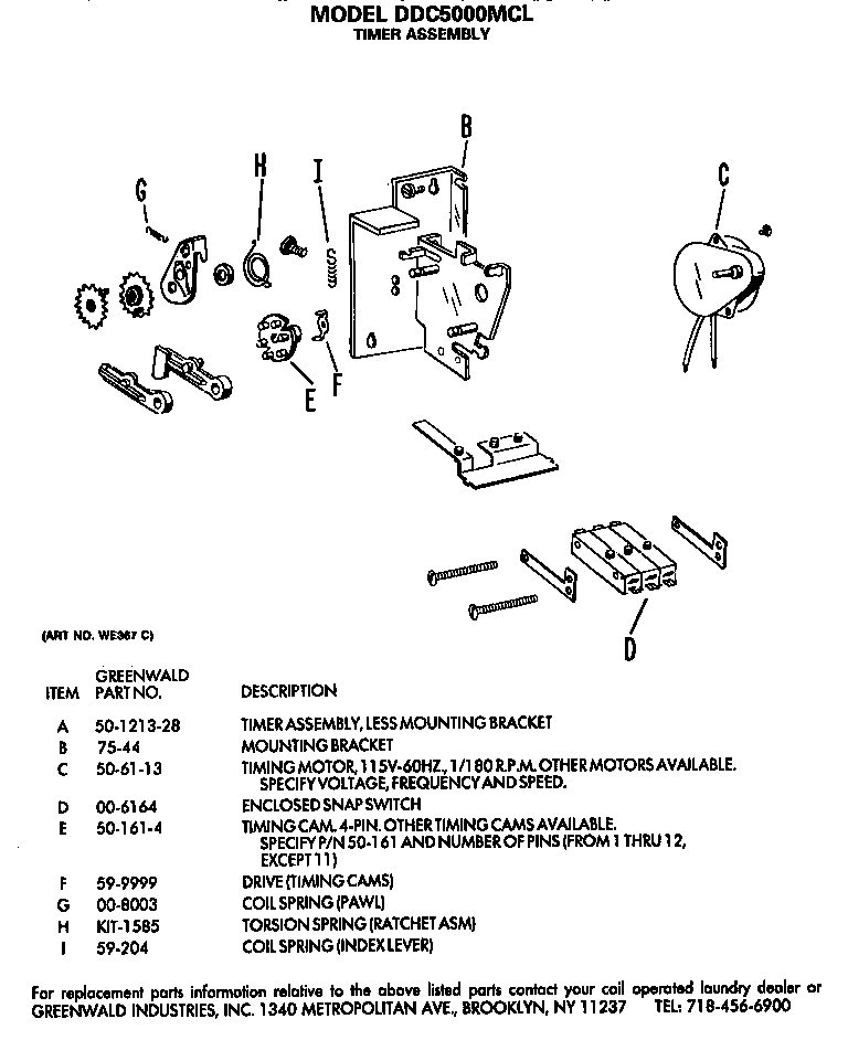 GE DDC5000MCL timer assembly diagram