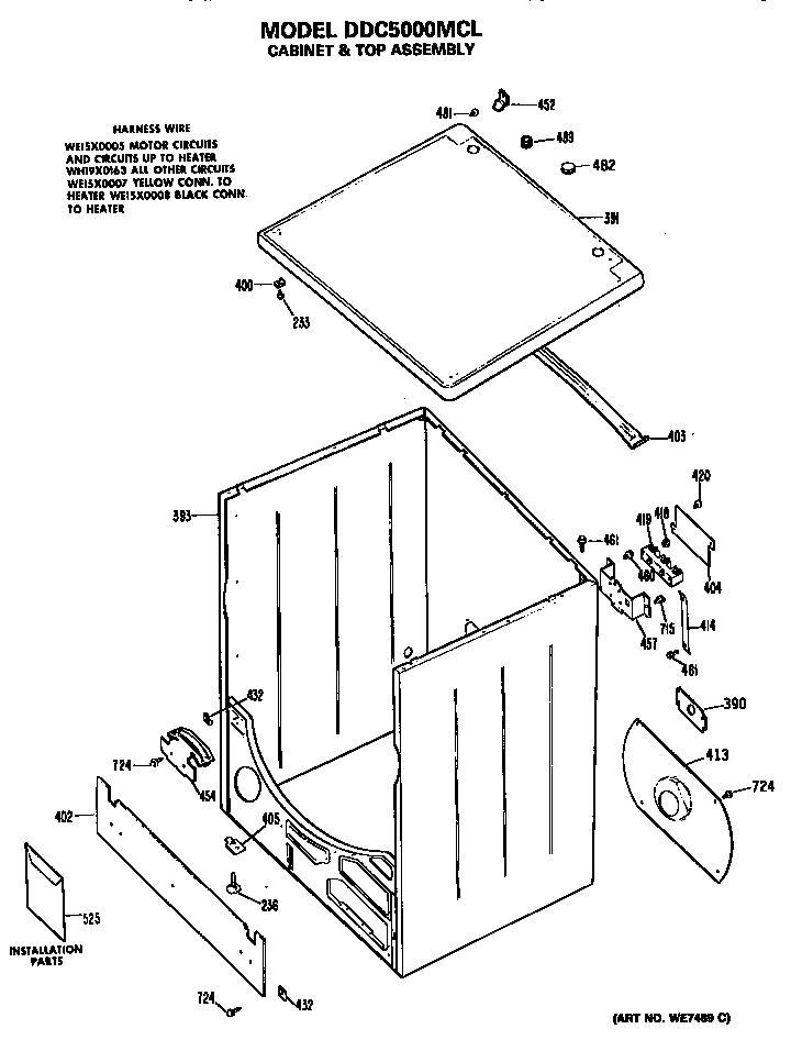 GE DDC5000MCL cabinet diagram