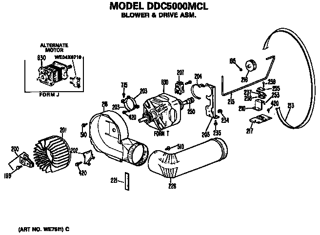GE DDC5000MCL blower and drive diagram
