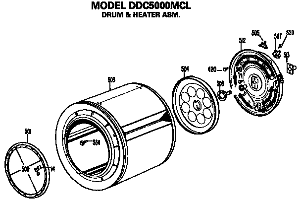 GE DDC5000MCL drum and heater diagram