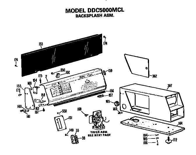 GE DDC5000MCL backsplash and coin box diagram