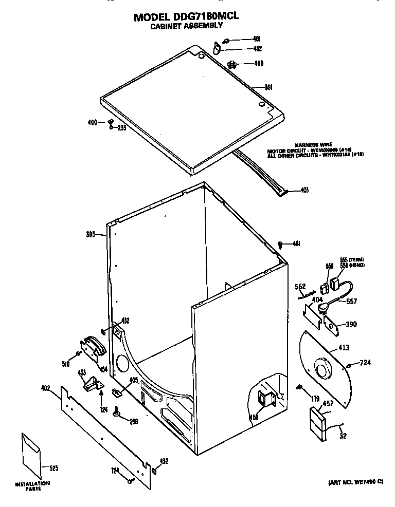 GE DDG7180MCL cabinet diagram