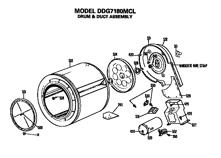 GE DDG7180MCL drum and duct assembly diagram